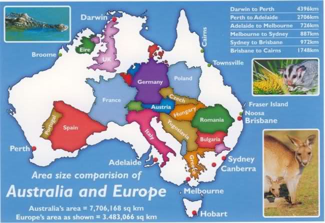 Comparison Australia to Europe